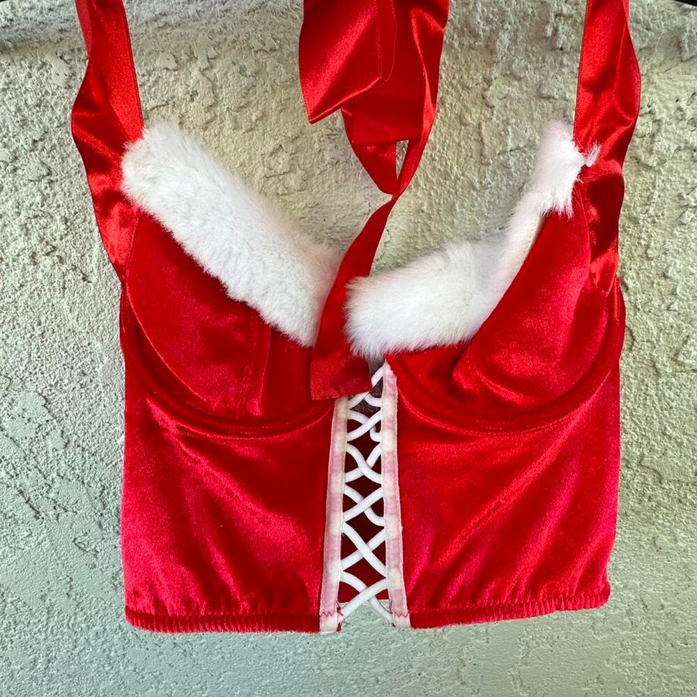 Y2k red velvet corset top